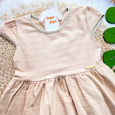 Vestido Manga Curta Ana Bola - Areia